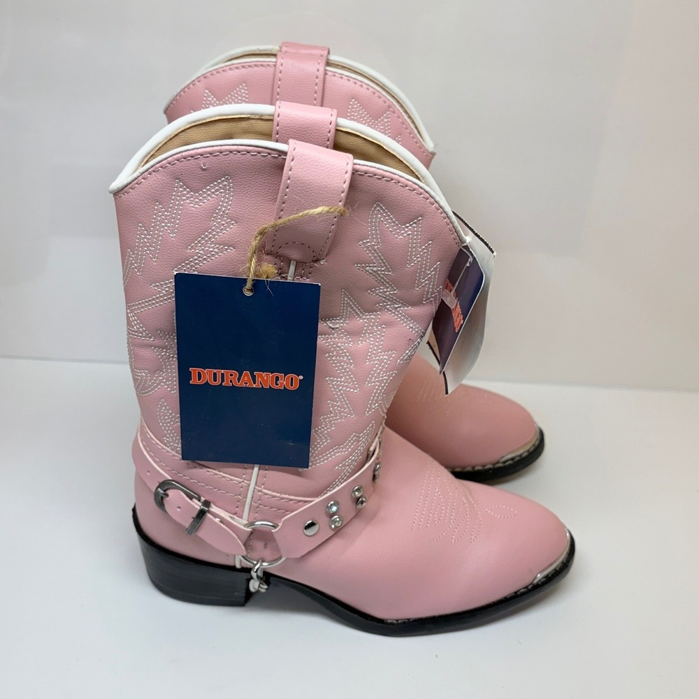 Durango Kids Girls 2D Pink Rhinestone Harness Round Toe Cowboy Boots BT568